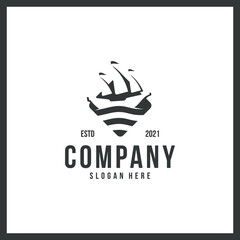 sailboat logo, trademark ,with concept color black and white