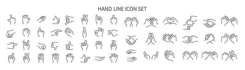Hand gesture icon set of various shapes - obrazy, fototapety, plakaty