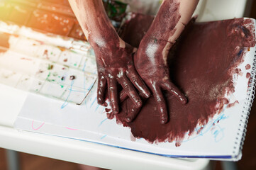 Kid leave fingerprints on paper