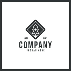 rocket logo , astronomy ,trademark ,with concept color black and white