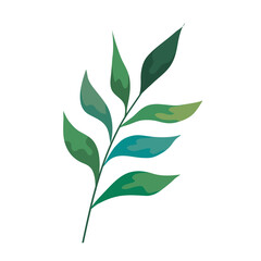 branch with leafs plant decorative icon vector illustration design