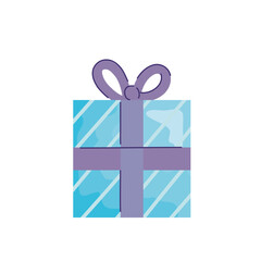 blue gift box present acuarela birthday icon vector illustration design