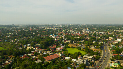 Aerial view of Zamboanga city on the island of Mindanao.A major commercial city with a seaport in the Philippines.