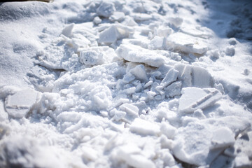 Fototapeta na wymiar close up of broken snow