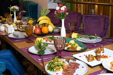 a table full of food, a serving