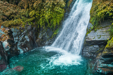 Milky Bhagsunag waterfall at McLeod Ganj in Dharamsala, Himachal Pradesh, India