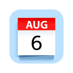 August 6. Calendar Icon. Vector Illustration.