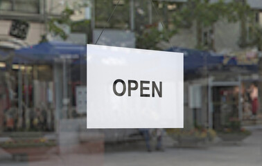 business symbol as open sign - 3D Illustration