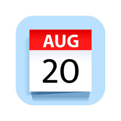 Fototapeta premium August 20. Calendar Icon. Vector Illustration.