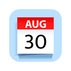 August 30. Calendar Icon. Vector Illustration.