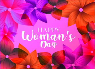 8 march international women day,  happy women's day floral greeting card