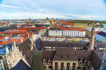 Aerial view of Marienplatz and Munich city, Bavaria, Germany - 413253022