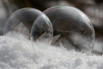 Frozen Soap Bubble on a cold winter morning