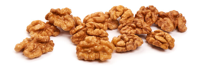Walnut kernel, Nuts, isolated on white background