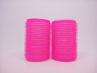 pink hair rollers