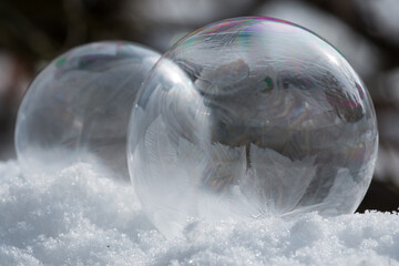 Frozen Soap Bubble on a cold winter morning