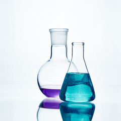 The glass bulb. Chemical flask. Chemical vessels. Glassware.