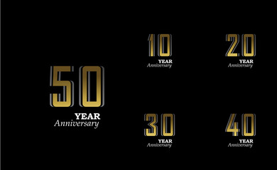 Set Year Anniversary Logo Vector Template Design Illustration gold and black