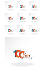 Set Year Anniversary Logo Vector Template Design Illustration