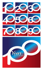 Set Year Anniversary Logo Vector Template Design Illustration