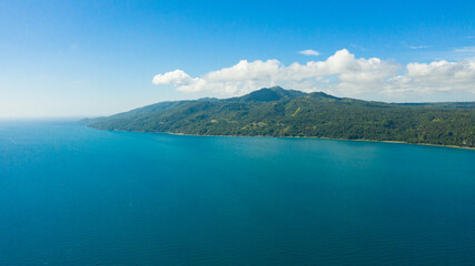Fototapeta premium Aerial view of coast Island Garden City of Samal, Davao.