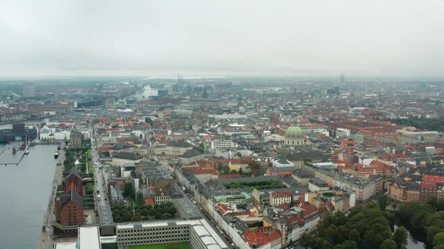 Flight over beautiful Copenhagen - the capital of Denmark