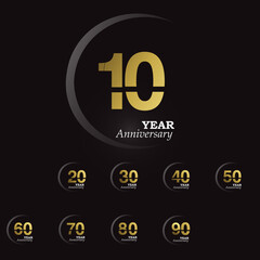 Set Year Anniversary Logo Vector Template Design Illustration gold and black