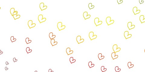 Light Green, Red vector background with hearts.