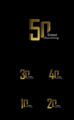 Set Year Anniversary Logo Vector Template Design Illustration gold and black
