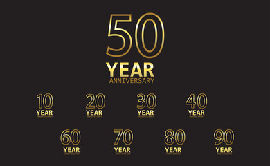Set Year Anniversary Logo Vector Template Design Illustration gold and black