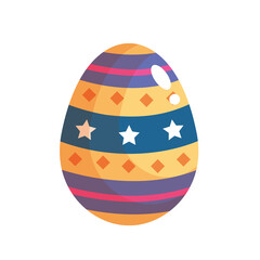 happy easter celebration yellow and blue egg painted vector illustration design