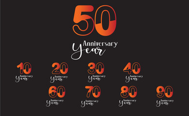 Set Year Anniversary Logo Vector Template Design Illustration