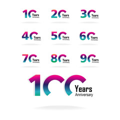 Set Year Anniversary Logo Vector Template Design Illustration