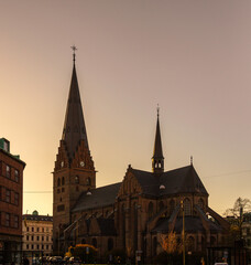 Fototapeta na wymiar The church of St Petri in Malmö Sweden during summer sunset