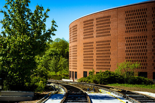 The tramway under construction in Lund Sweden on warm summer day