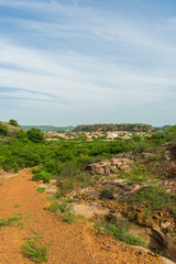 Countryside road and a view of the city of Oeiras, Piaui in Northeast Brazil