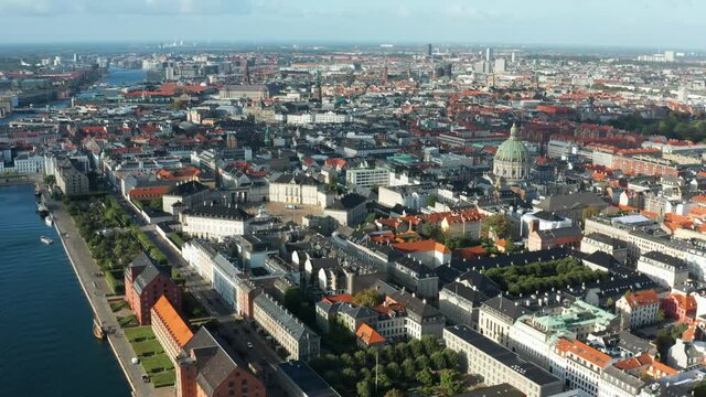 Flight over beautiful Copenhagen - the capital of Denmark
