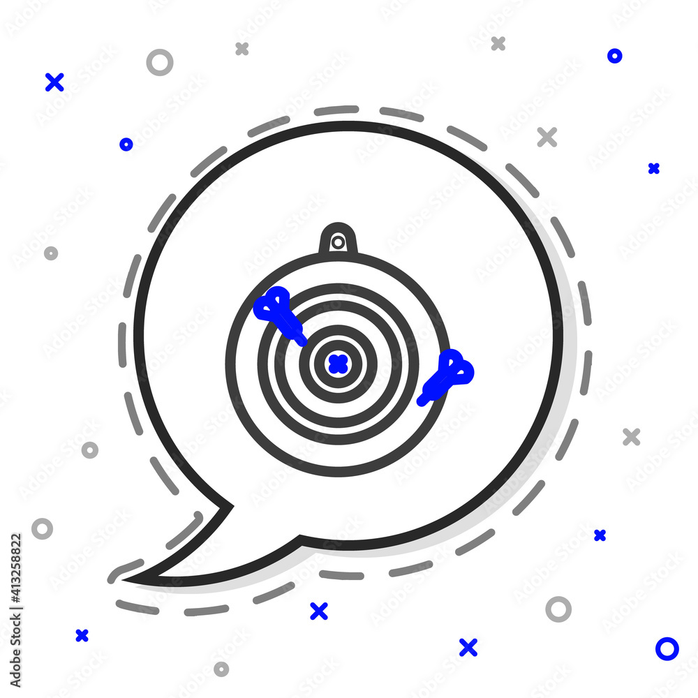 Poster line classic dart board and arrow icon isolated on white background. dartboard sign. game concept. c