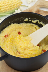 Polenta fried with parmesan and olives series picture 02