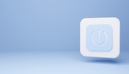 Power button symbol icon isolated on blue background . 3D Render Illustration