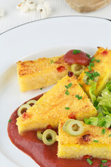 Polenta fried with parmesan and olives series picture 10