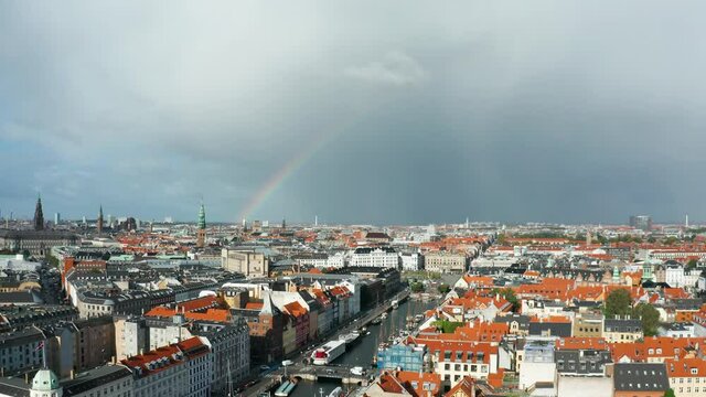Flight over beautiful Copenhagen - the capital of Denmark