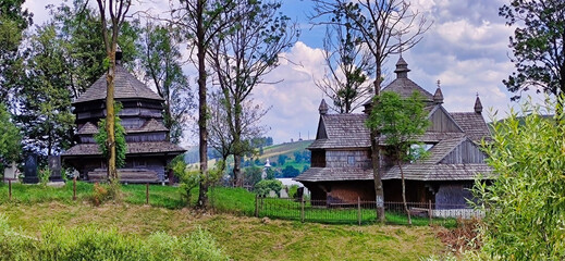 Fototapeta na wymiar Ascension of Our Lord Church. Wooden Christian church in the mountains. Yasinia. Carpathians. Ukraine. Europe