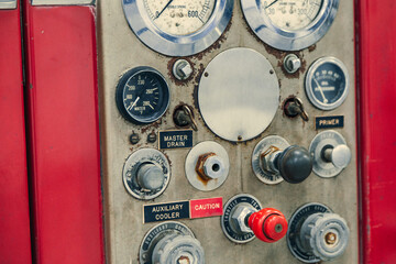 Fire Engine Side - gauges, controls and hose connections