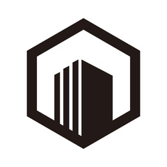 hexagon building   vector logo design