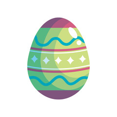happy easter celebration purple and green egg painted vector illustration design