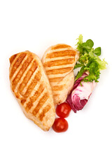 Roasted chicken breast, isolated on white background