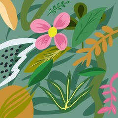 floral pattern Contemporary flower collages and shaping, modern exotic designs for paper, covers, fabrics, interior decoration, and other users,