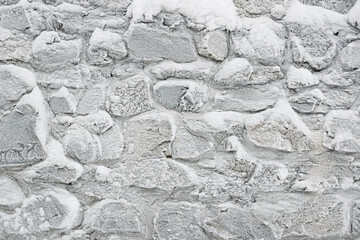 Irregular stone flags, frosted over, seen from above
