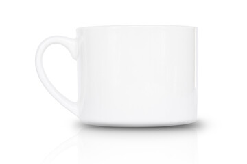 White square mug isolated on white, background